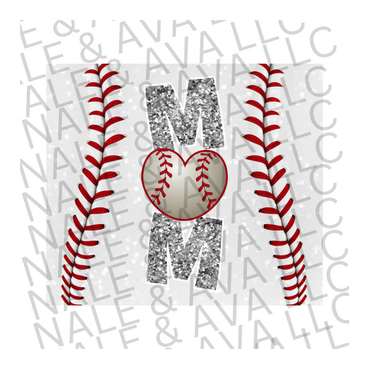 Baseball Mom Glitter Sublimation Print front side
