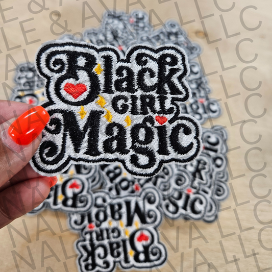 Black Girl Magic Heart Hat Patch front side