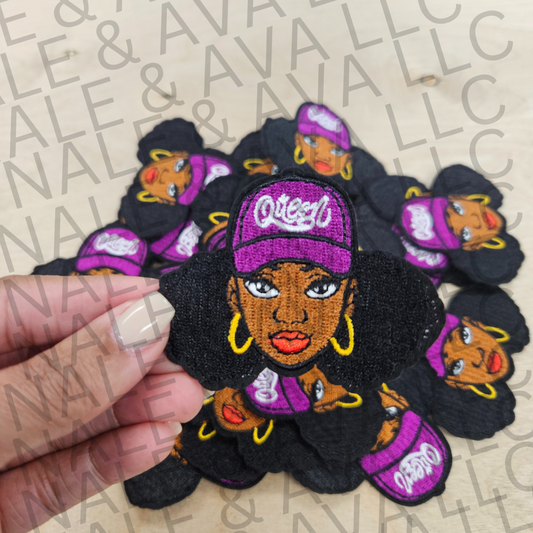 Black Girl Queen Hat Patch front side