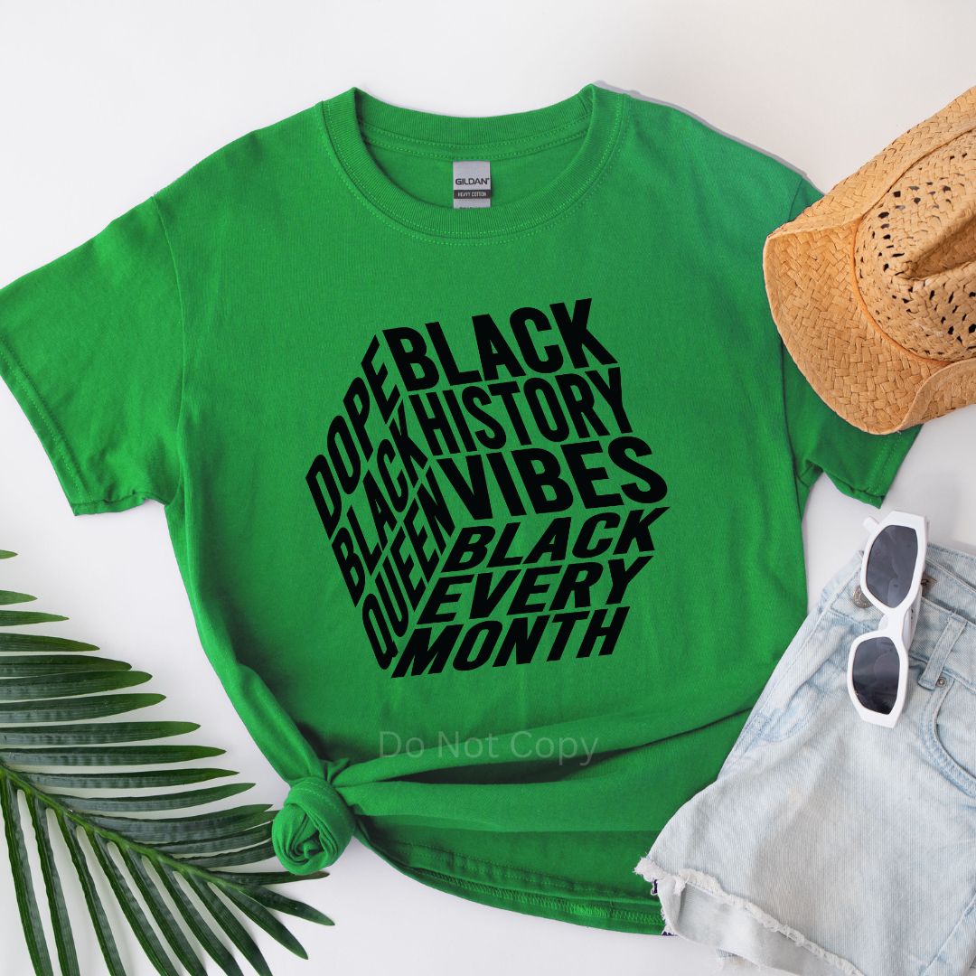 Black History Vibes Cube Screen Print Transfer on a tshirt