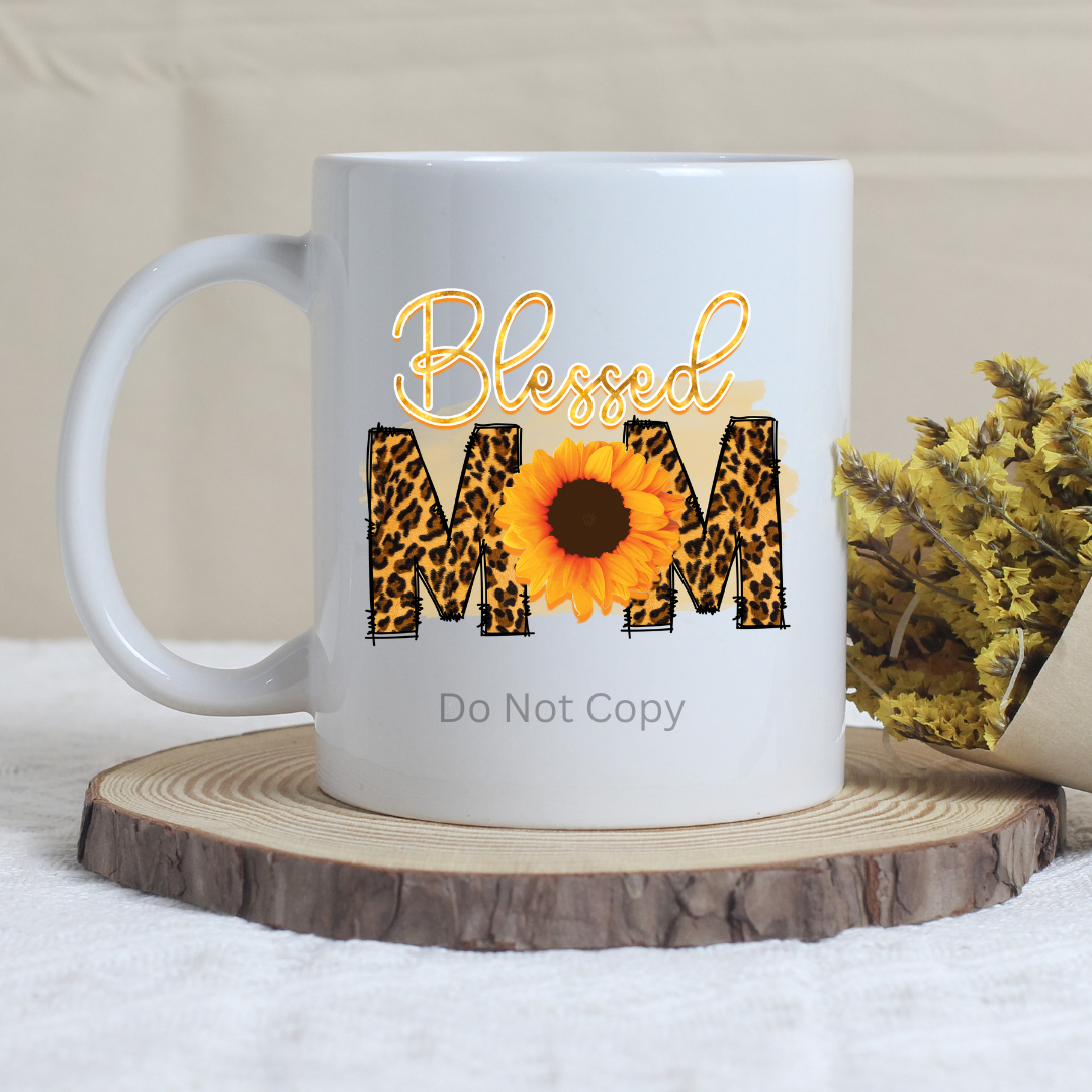 Blessed Mom UVDTF Decal on a mug