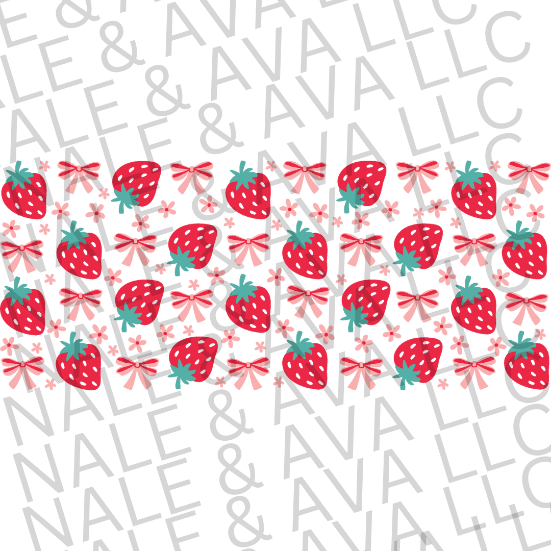 Bows & Strawberries UVDTF Wrap front side