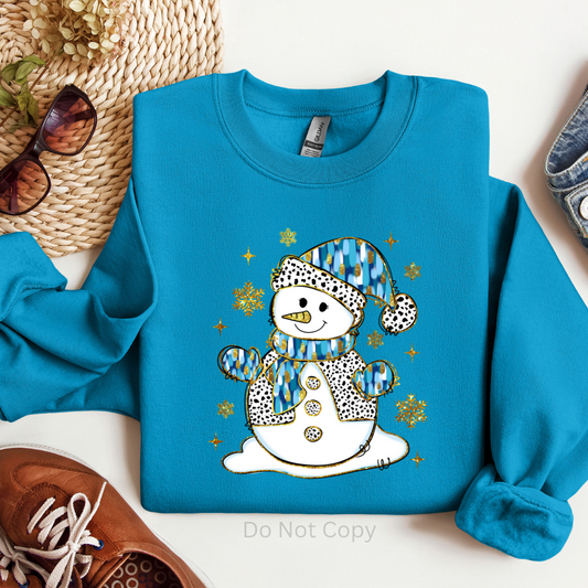Brushed Snowman DTF Transfer on a tshirt
