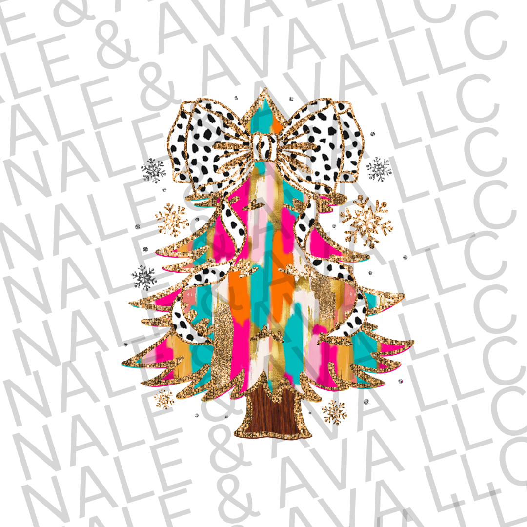 Brushed Christmas Tree DTF Transfer front side
