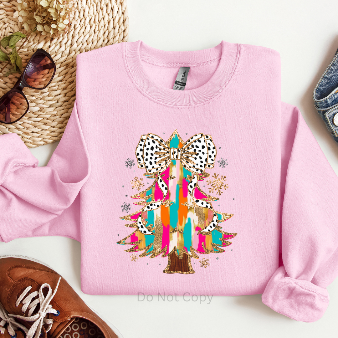 Brushed Christmas Tree DTF Transfer on a tshirt