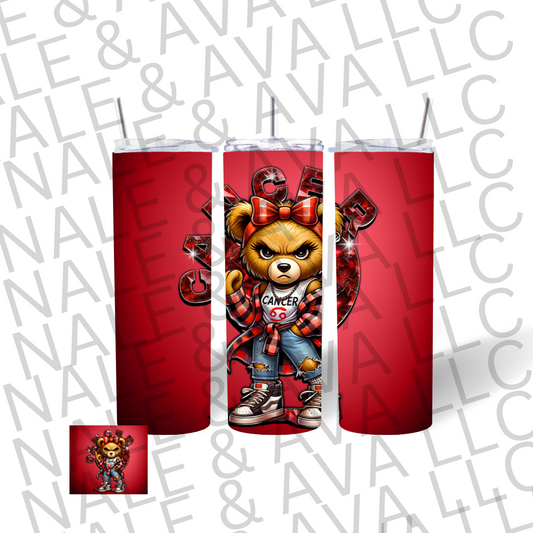 Girl Bear Zodiac 20oz Tumbler Sublimation Transfer ONLY - This is NOT a Tumbler