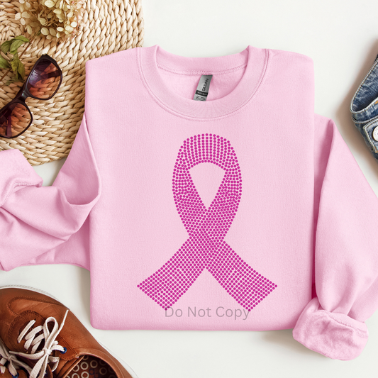 Cancer Ribbon Rhinestone Transfer on a tshirt