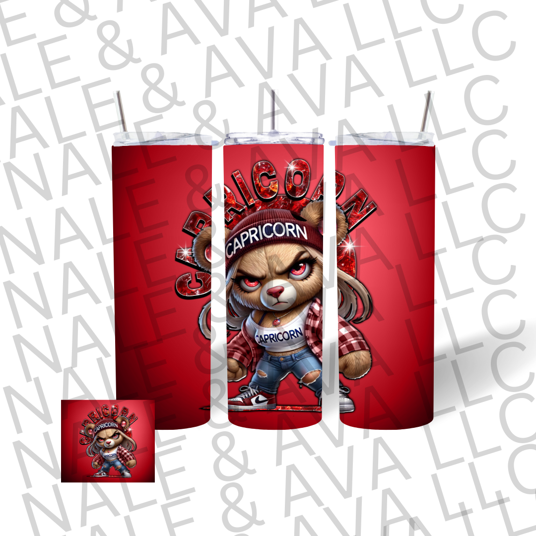 Girl Bear Zodiac 20oz Tumbler Sublimation Transfer ONLY - This is NOT a Tumbler