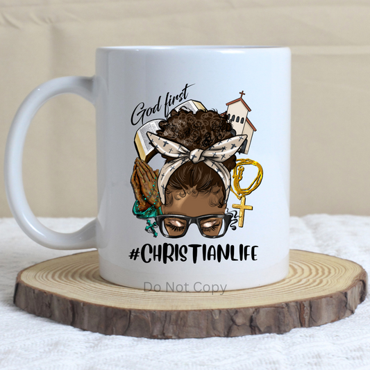 #ChristianLife UVDTF Decal on a mug