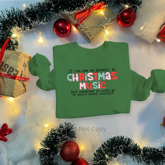 Christmas Music DTF Transfer on a tshirt
