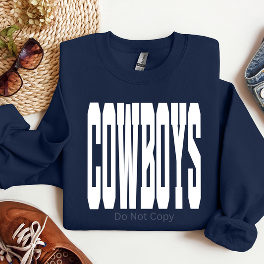 Cowboys Screen Print Transfer on a tshirt front side