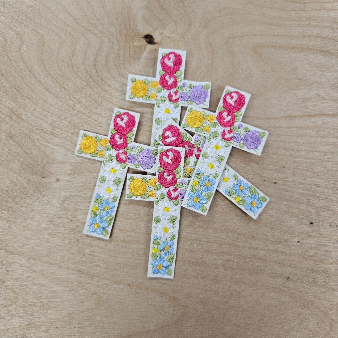 Floral Cross Hat Patch
