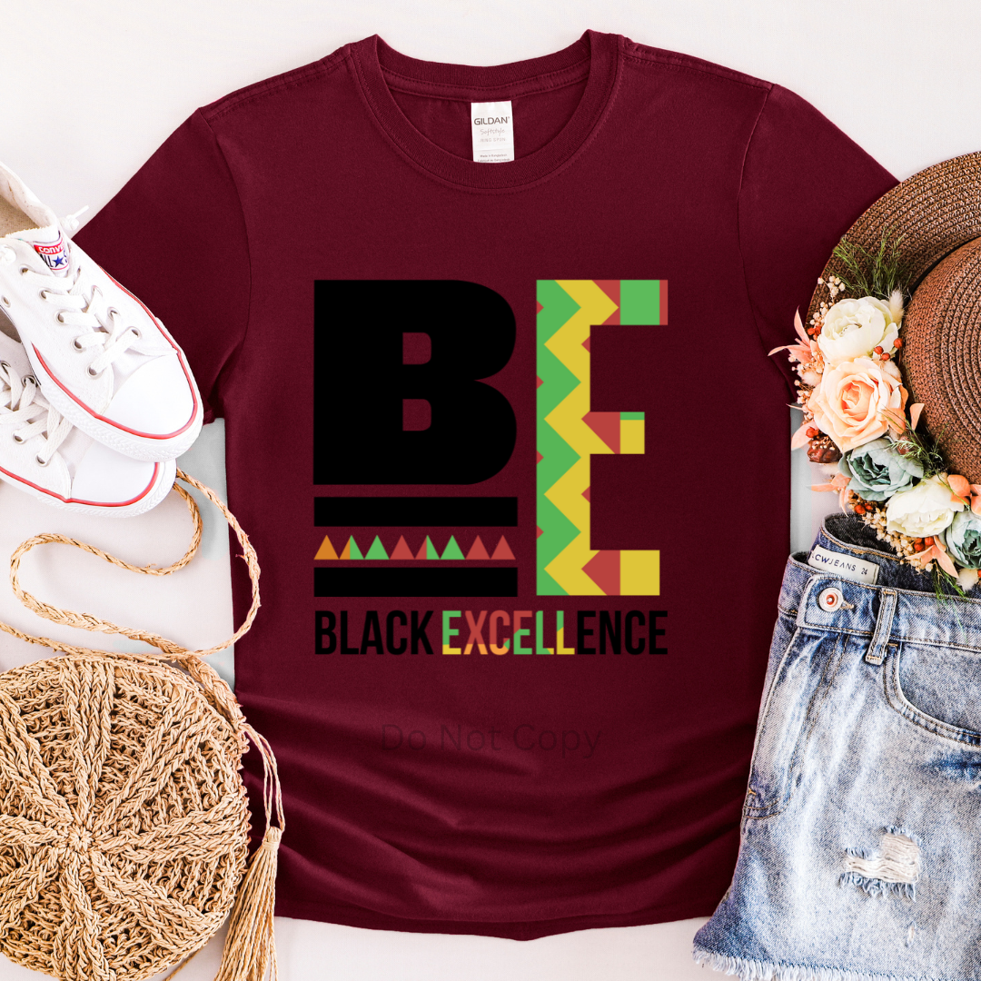 Black Excellence DTF Transfer on a tshirt