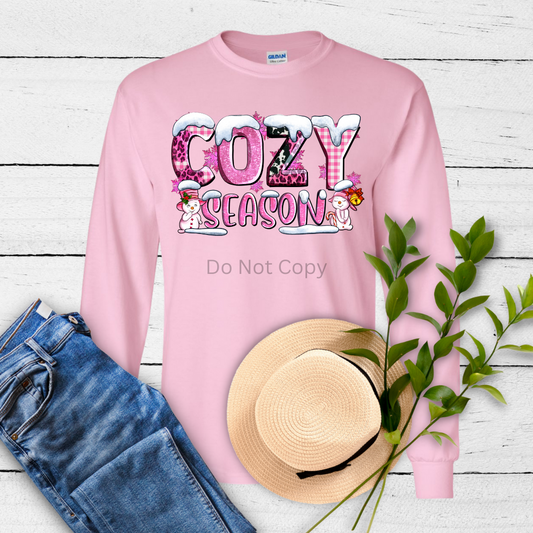 Cozy Season DTF Transfer on a tshirt