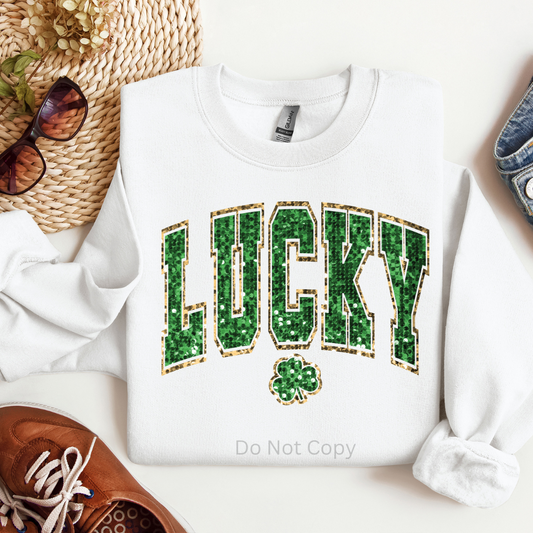 Lucky Faux Sequin DTF Transfer ONLY - This is NOT a T Shirt