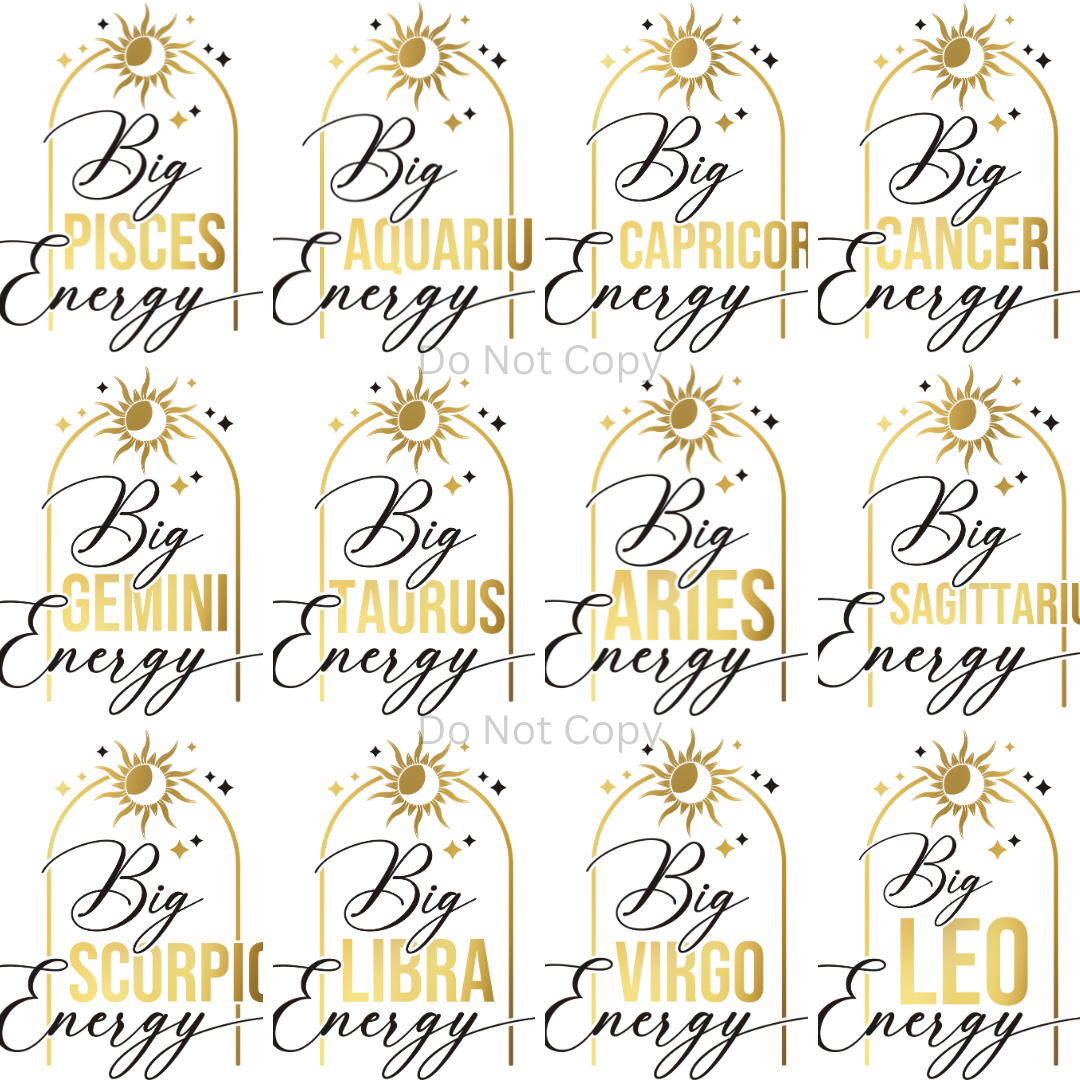 Big Zodiac Energy UVDTF Decal Set