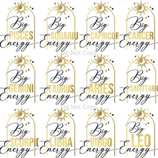 Big Zodiac Energy UVDTF Decal Set