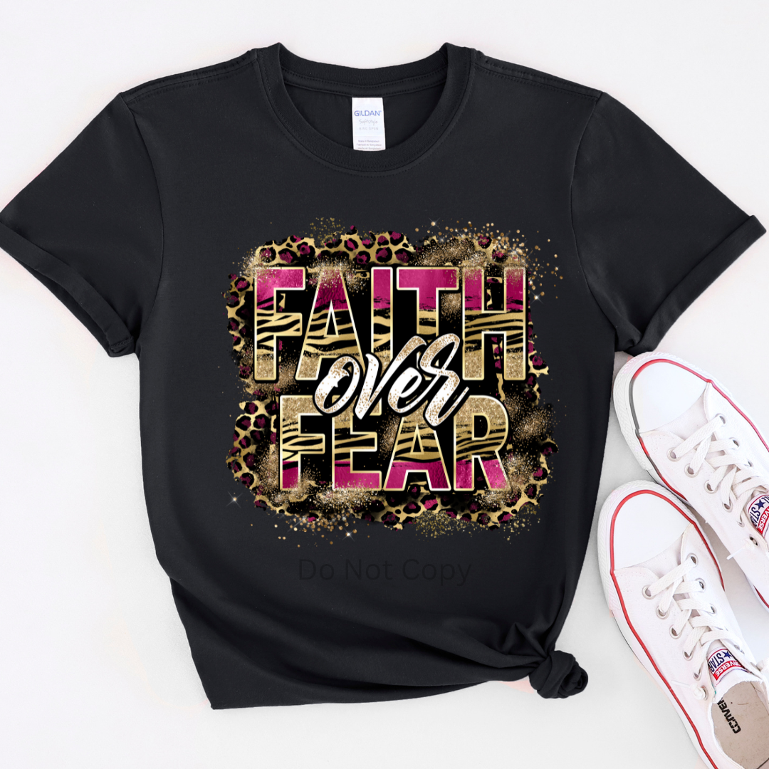 Faith Over Fear Leopard DTF Transfer ONLY