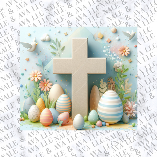 Easter Cross Sublimation Transfer Front Side