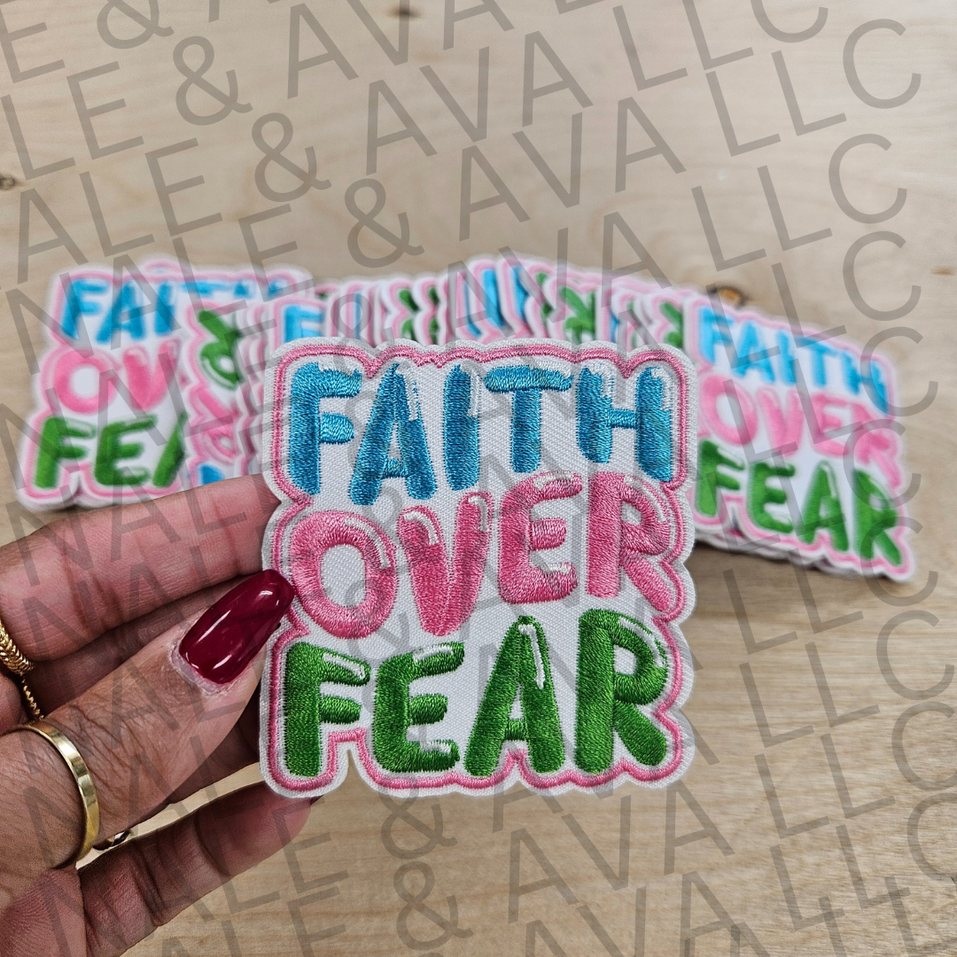 Faith Over Fear Retro Hat Patch front side