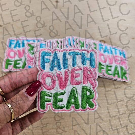 Faith Over Fear Retro Hat Patch front side
