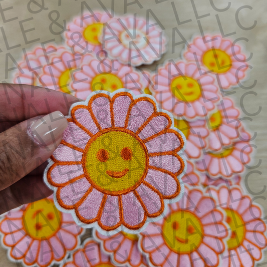 Flower Smiley Hat Patch front side