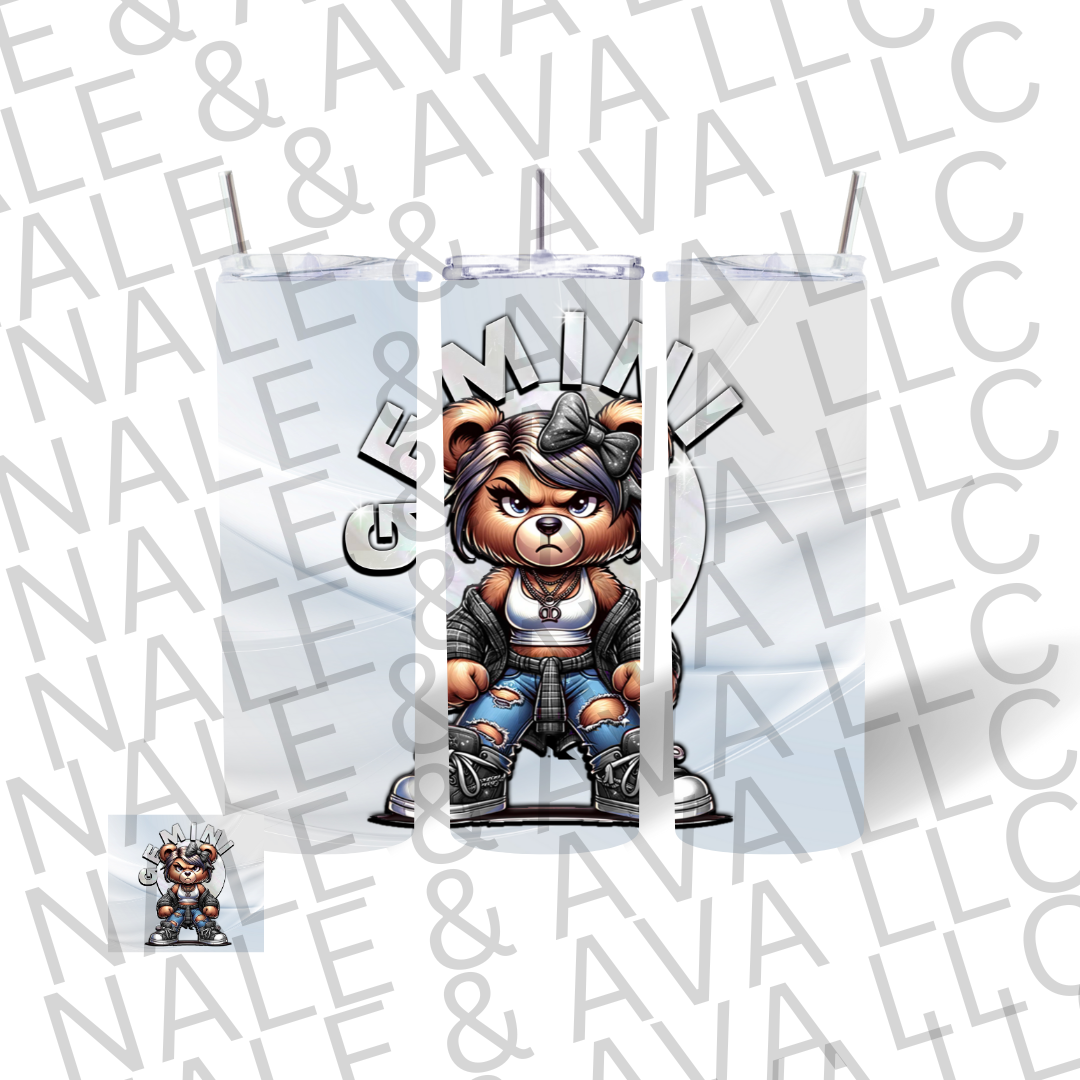 Girl Bear Zodiac 20oz Tumbler Sublimation Transfer ONLY - This is NOT a Tumbler