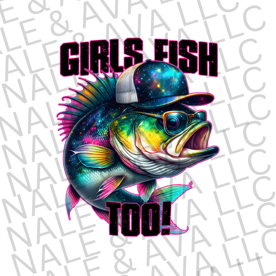 Girls Fish Too DTF Transfer front side