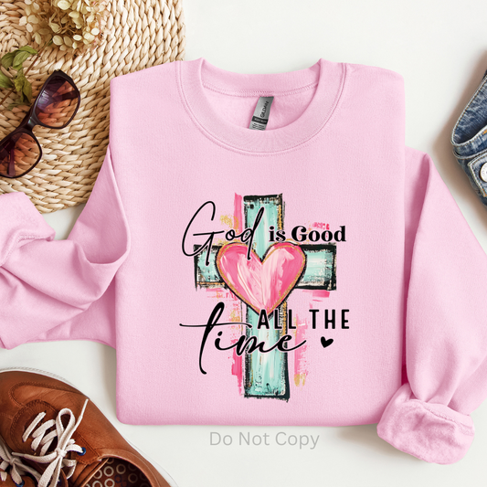 God Is Good All The Time DTF Transfer on a tshirt front side