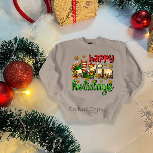 Happy Elfin Holidays DTF Transfer on a tshirt