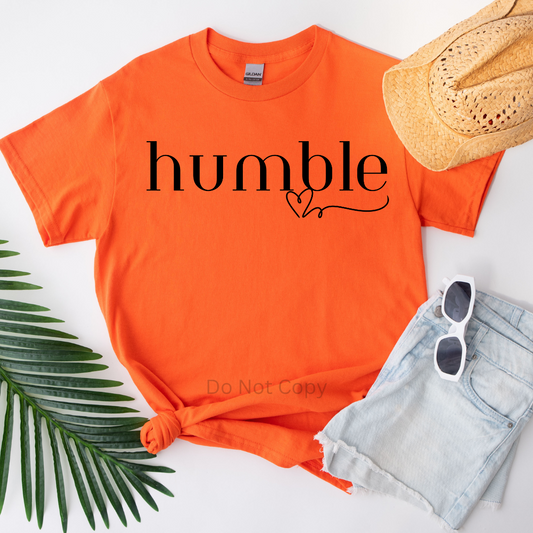 Humble Screen Print Transfer on a tshirt front side