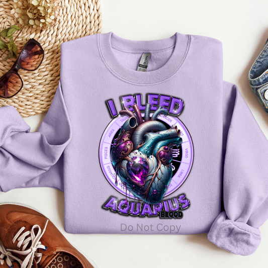 I Bleed Aquarius DTF (direct to film) Print Front Side