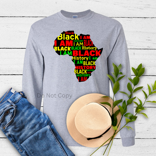 I Am Black History Africa DTF Transfer  on a tshirt