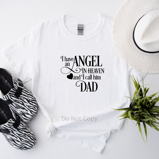 Angel in Heaven Dad Screen Print Transfer on a tshirt front side