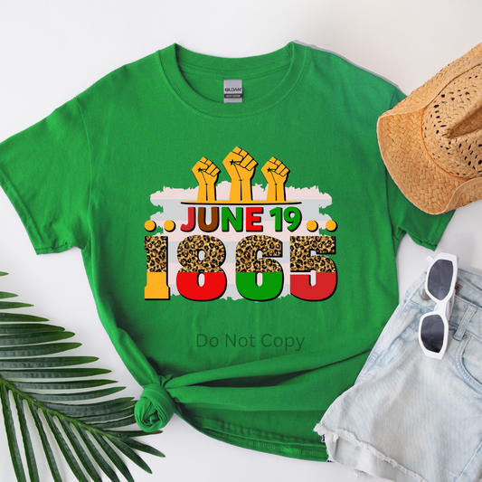 June 19 1865 Fist DTF (direct to film) print on a tshirt