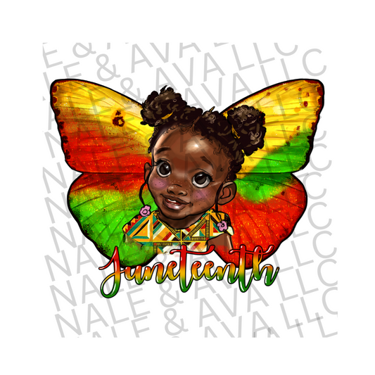 Juneteenth Butterfly Girl DTF (direct to film) print front side