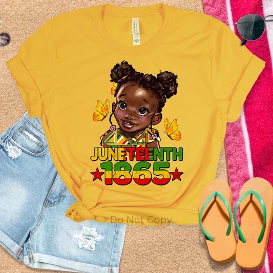 Juneteenth 1865 Afro Girl DTF (direct to film) print on a tshirt