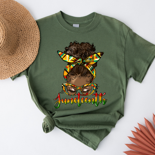 Juneteenth Afro DTF (direct to film) print on a tshirt