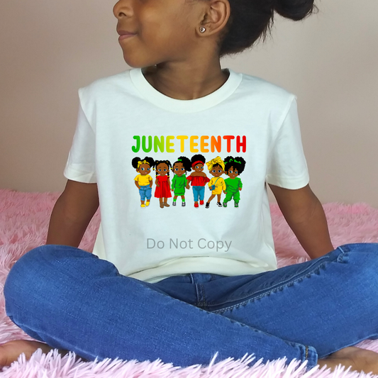 Juneteenth Kids DTF Transfer on a tshirt