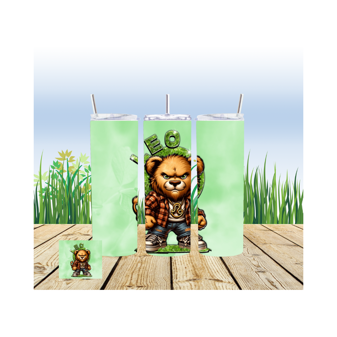 Zodiac Bear 20oz Tumbler Sublimation Transfer ONLY - This is NOT a Tumbler