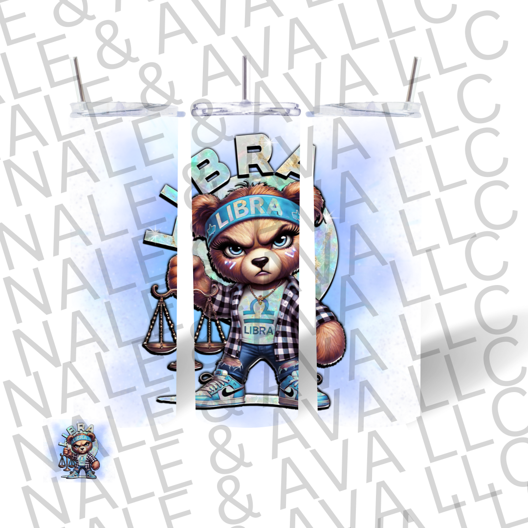 Girl Bear Zodiac 20oz Tumbler Sublimation Transfer ONLY - This is NOT a Tumbler