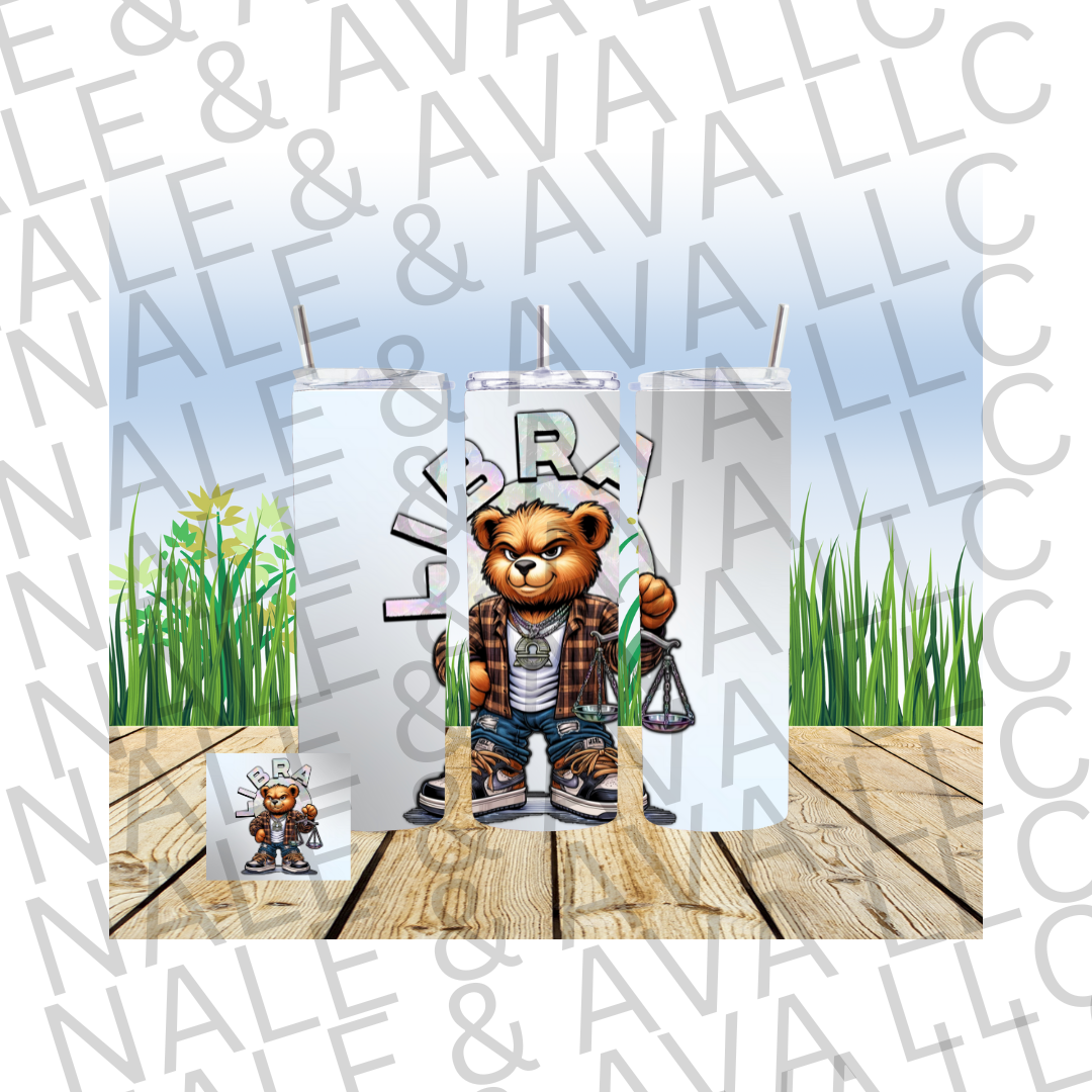 Zodiac Bear 20oz Tumbler Sublimation Transfer ONLY - This is NOT a Tumbler