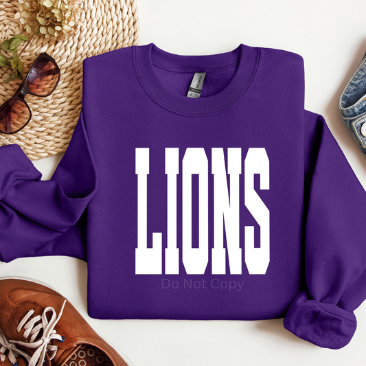 Lions Screen Print Transfer on a tshirt front side