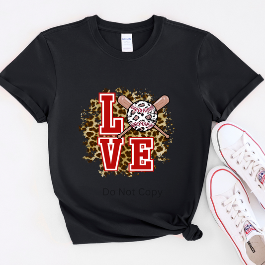 Love Baseball DTF Transfer on a tshirt