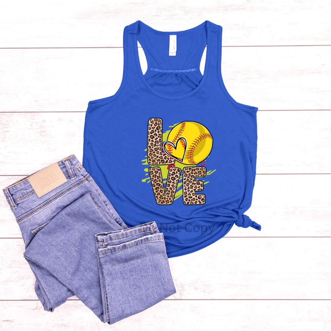 Love Softball DTF Transfer on a tshirt