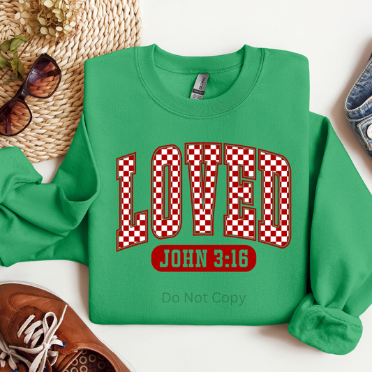Loved John 3:16 DTF Transfer on a tshirt