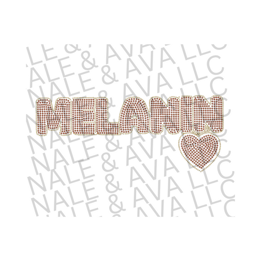 Melanin Love Heart Rhinestone Transfer
