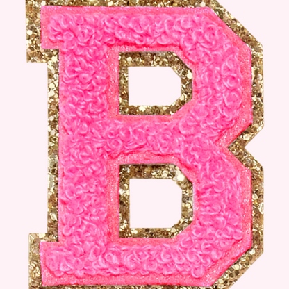 Pink Alphabet Chenille Hat Patch (1 Patch)