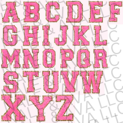 Pink Alphabet Chenille Hat Patch (1 Patch)
