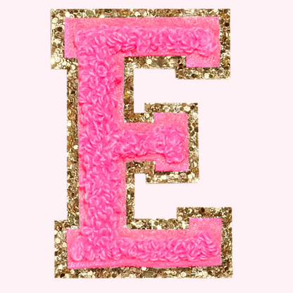 Pink Alphabet Chenille Hat Patch (1 Patch)